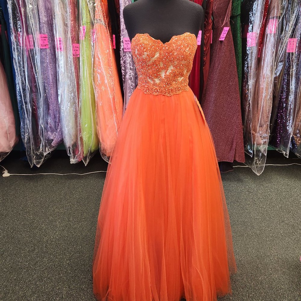 Nina Canacci 1073 Size 10 Orange Prom Dress